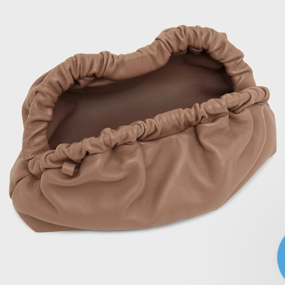 Mansur Mini Cloud Clutch in Biscotto NWOT